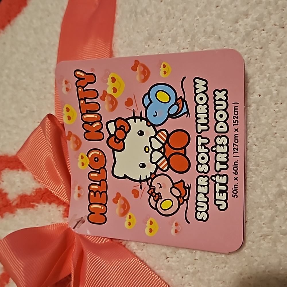 NEW! HELLO KITTY throw Super Soft Pink Heart Spring Blanket
